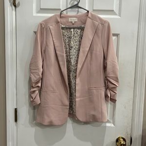 Skies are blue, pink, medium blazer with scrunch sleeves